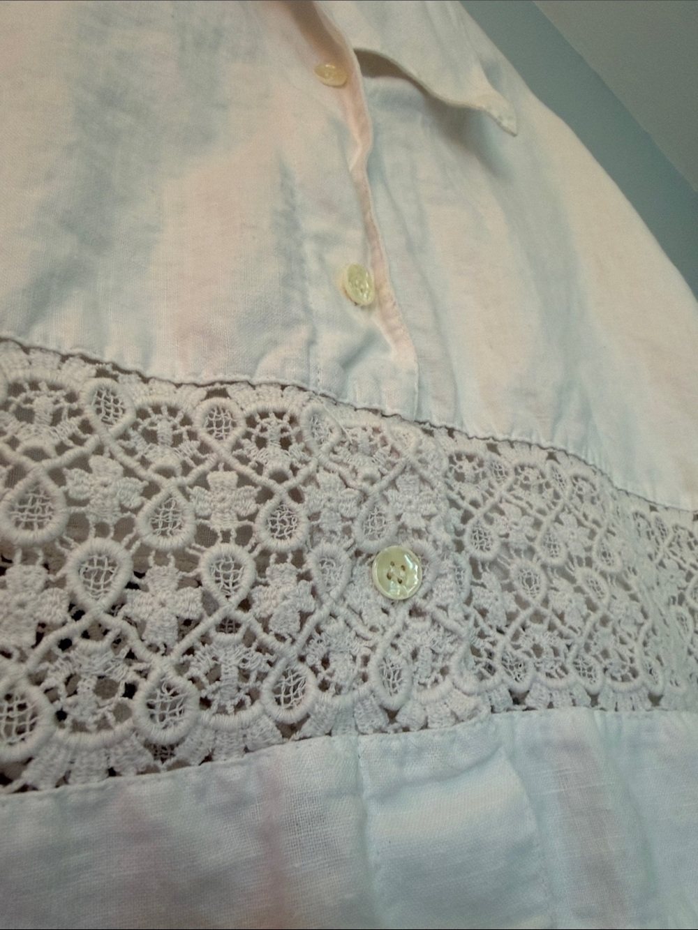 VINTAGE EXPRESS LINEN SHIRT IVORY SHORT SLEEVE BOXY CROP WOMENS SMALL - Picture 2 of 4